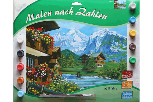 Bergidyll im Gebirge Mammut 109030 Malen nach Zahlen ab 8 Jahre 40 x 30 cm