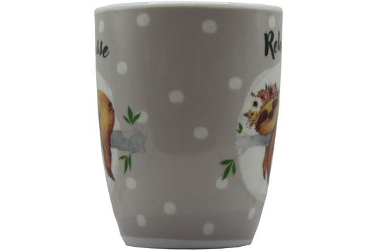 Jumbo Tasse XXL 330 ml mit auf einem Ast liegenden Faultier und Schriftzug