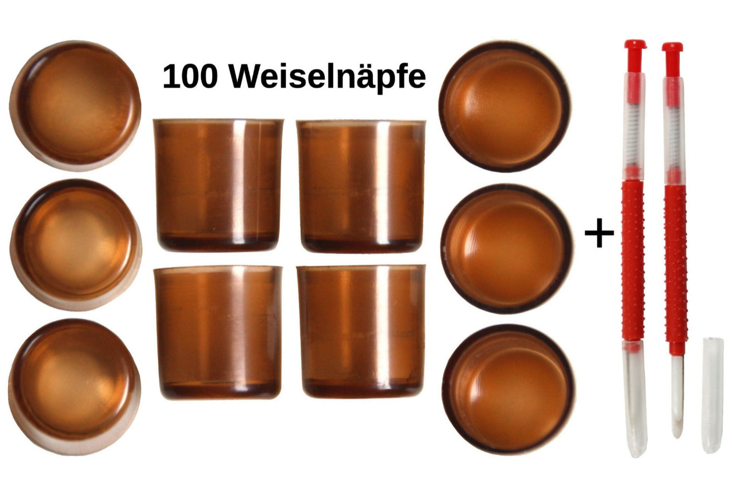 100 Stück Weiselnapf braun + 1 Umlarvlöffel für Nicot System