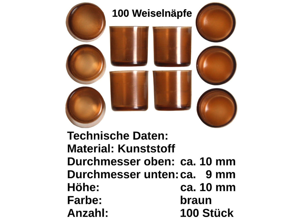 100 Stück Weiselnapf braun + 1 Umlarvlöffel für Nicot System