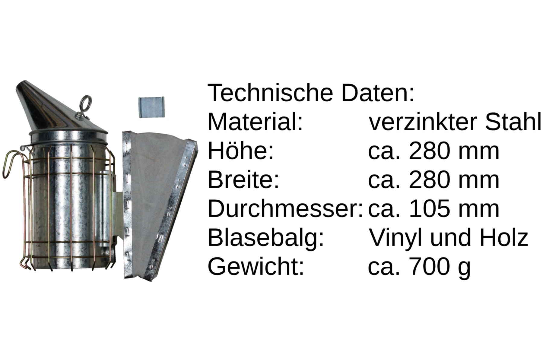 Imker Smoker Set inkl. Rauchmittel Bienenbesen Stockmeißel gerade
