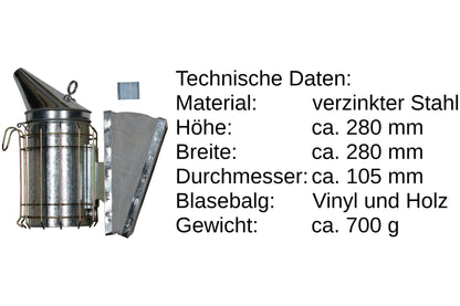 Imker Smoker Set inkl. Rauchmittel Bienenbesen Stockmeißel abgewinkelt