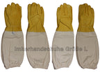 1 Paar Imkerhandschuhe aus imprägniertem Ziegenleder mit Stulpen