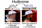 Imkerhut weiß mit Schleier schwarz und Kordelzug gelb - Hutform Basecap