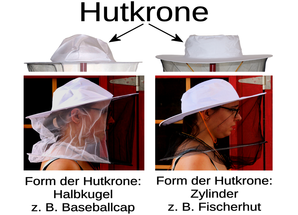 Imkerhut weiß mit Schleier schwarz/weiß und Kordelzug gelb - Hutform Basecap
