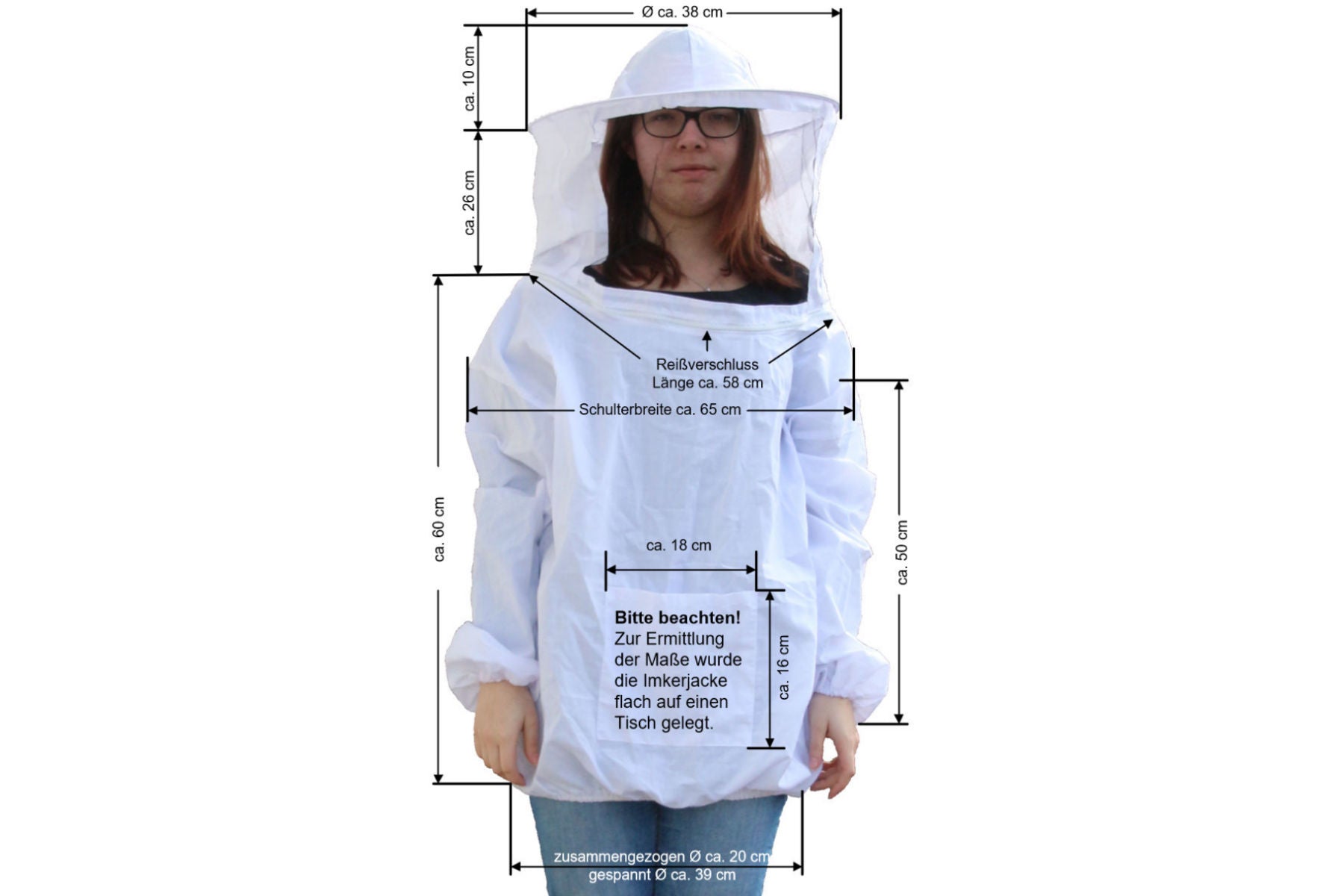 Imkerjacke mit abnehmbaren Schleier in Universalgröße