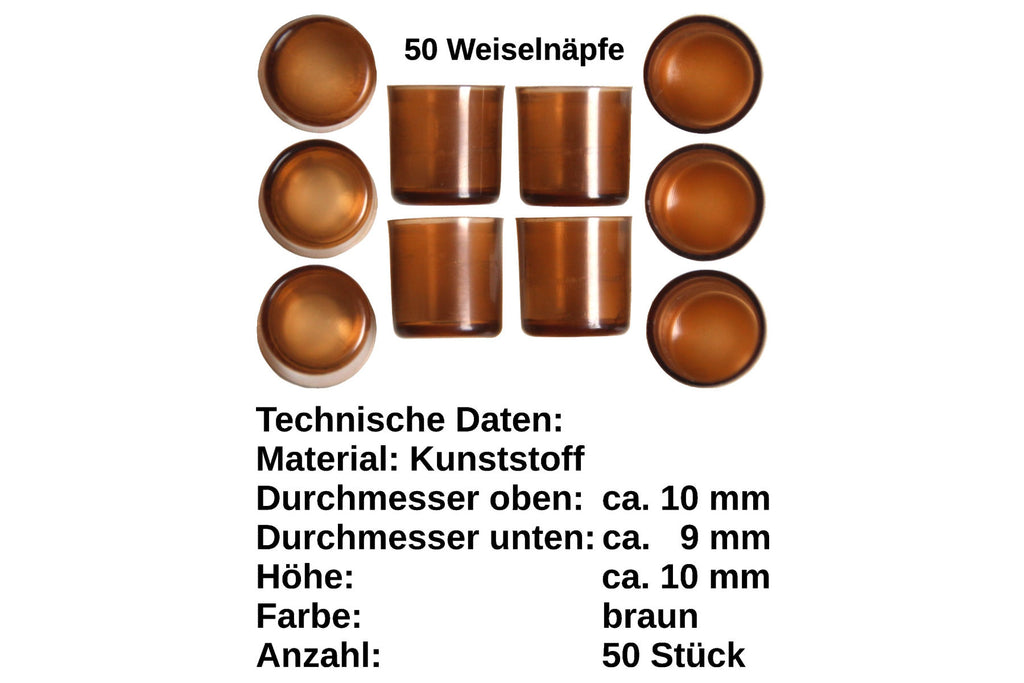 50 Stück Weiselnapf braun +  1 Umlarvlöffel braun für Nicot System