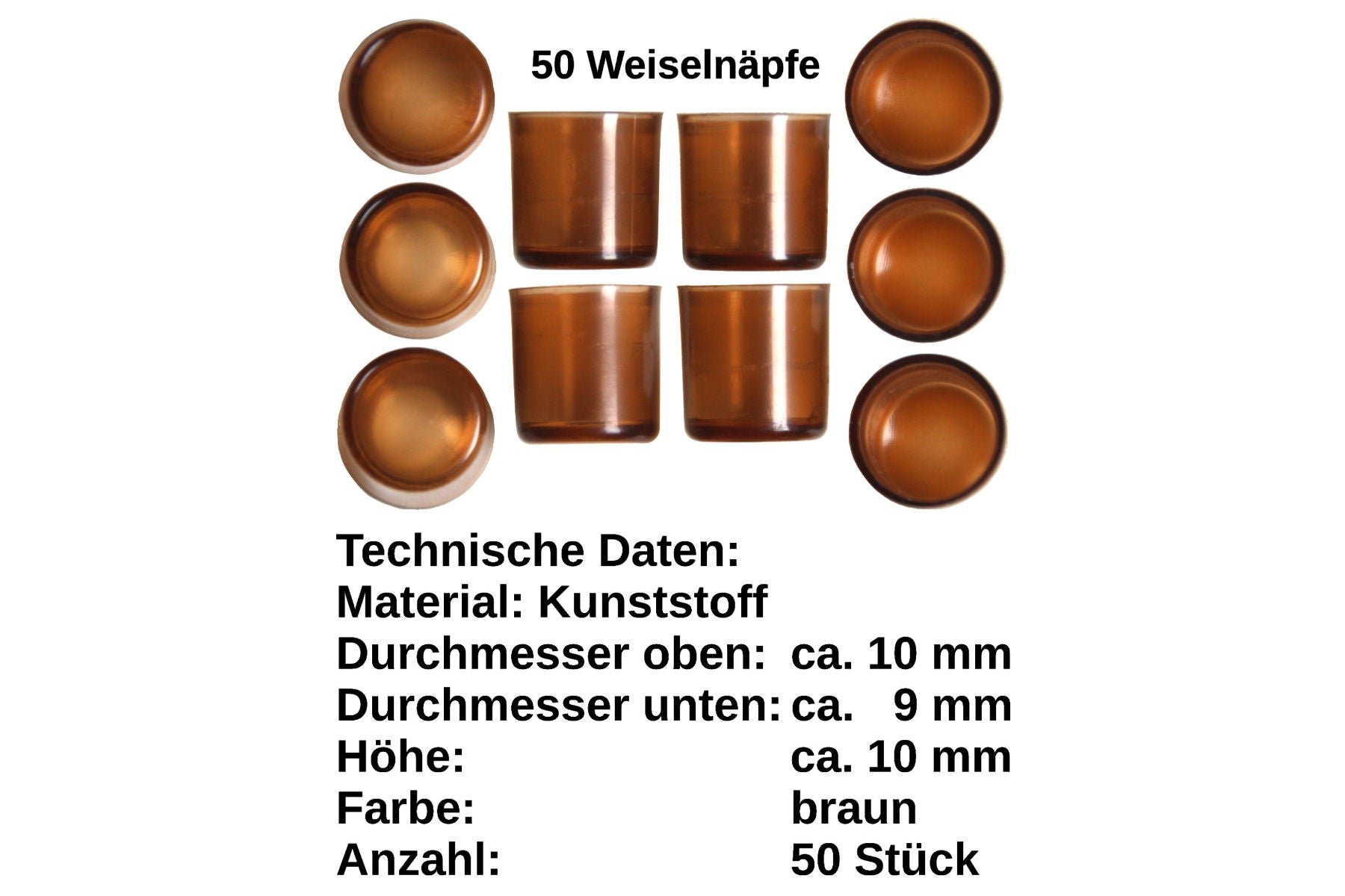 50 Stück Weiselnapf braun +  1 Umlarvlöffel braun für Nicot System