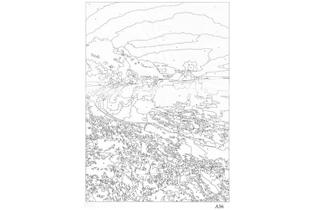 Meeresbucht im Sonnenuntergang Malen nach Zahlen 18 Acrylfarben 298x398 mm A56