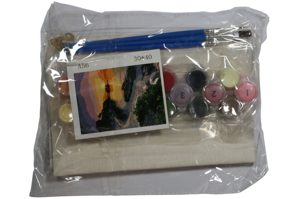 Meeresbucht im Sonnenuntergang Malen nach Zahlen 18 Acrylfarben 298x398 mm A56