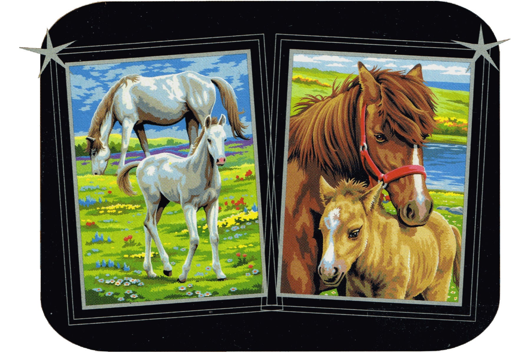 Stuten mit Fohlen 2er-Set Sequin Art 0215 Malen nach Zahlen ab 8 Jahre 22x30 cm