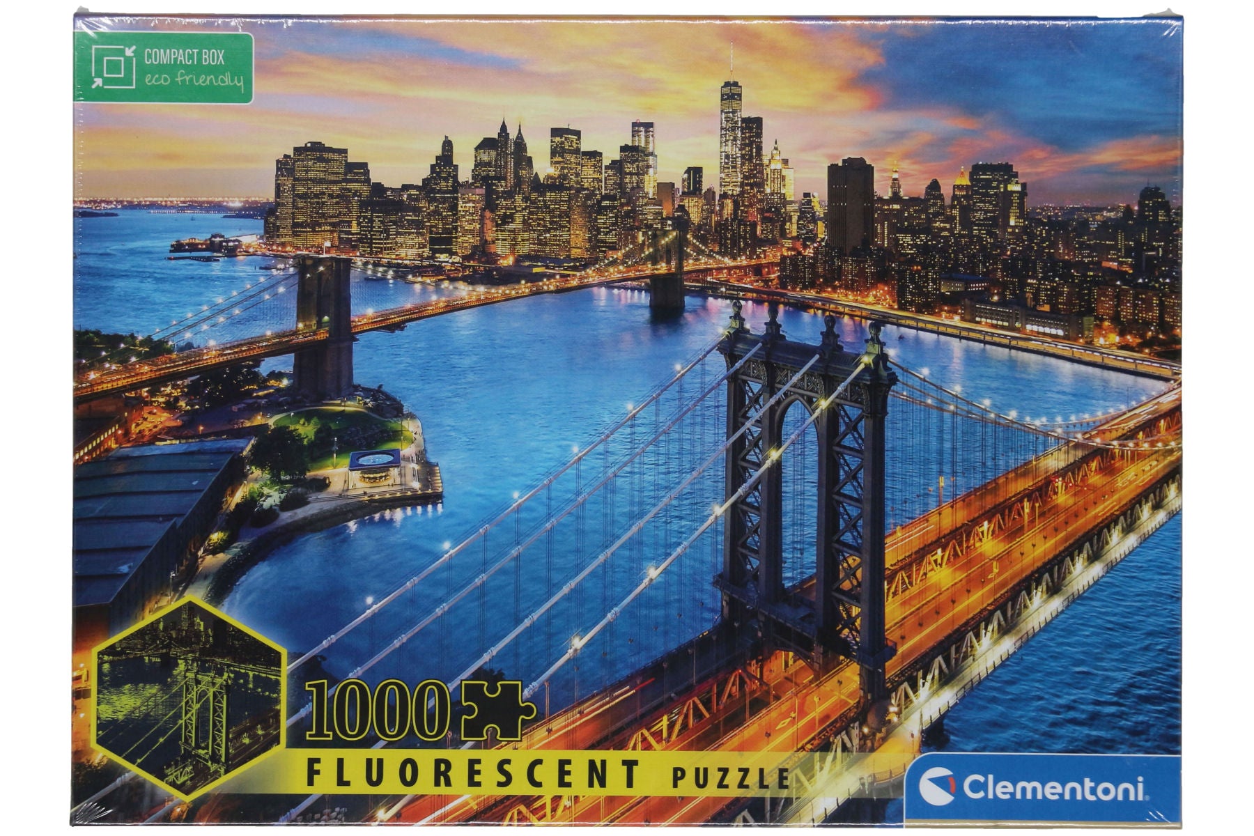 Skyline von New York Manhattan Clementoni Fluorescent Puzzle 1000 Teile 69x50 cm