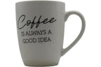 Jumbo Tasse XL 330 ml – „Coffee IS ALWAYS A GOOD IDEA" Porzellan naturweiß