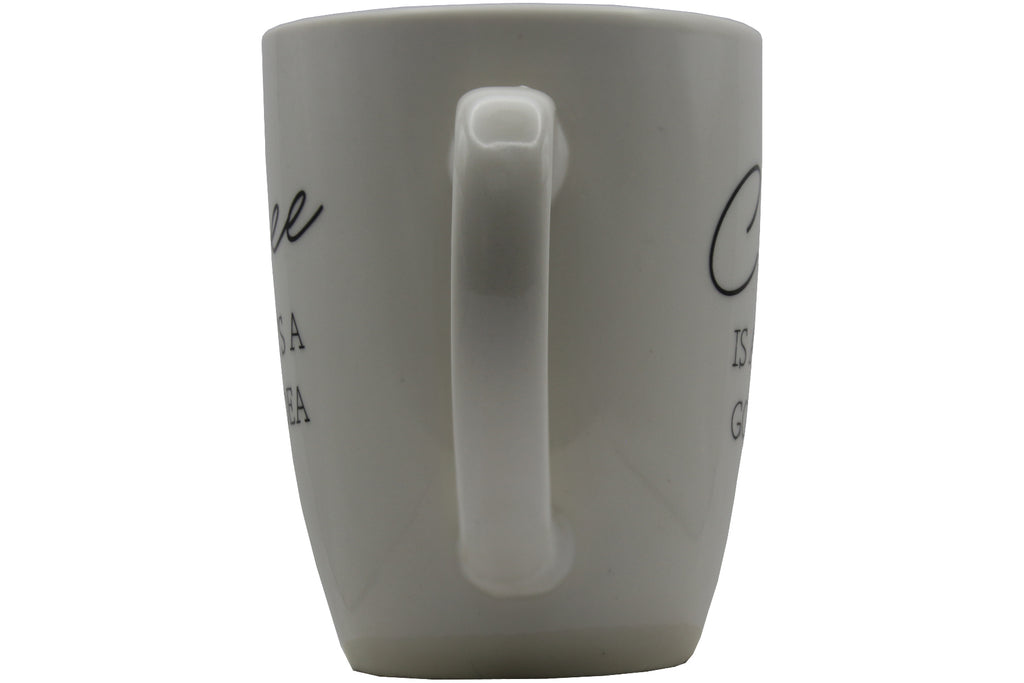 Jumbo Tasse XL 330 ml – „Coffee IS ALWAYS A GOOD IDEA" Porzellan naturweiß