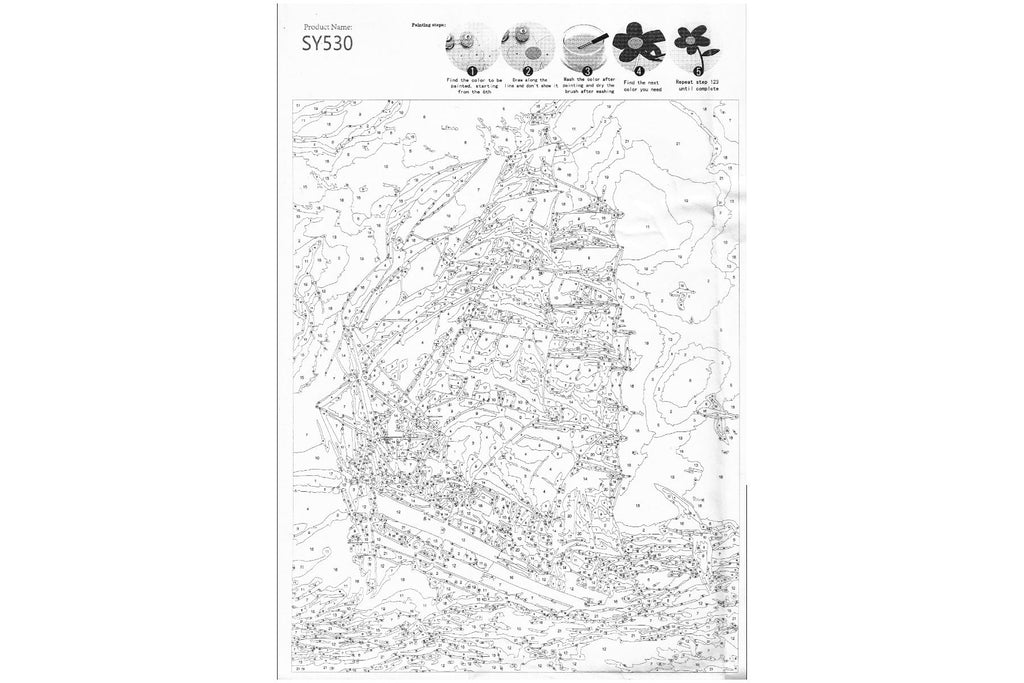 Segelschiff in voller Fahrt Malen nach Zahlen 21 Farben 3 Pinsel 40 x 50 cm
