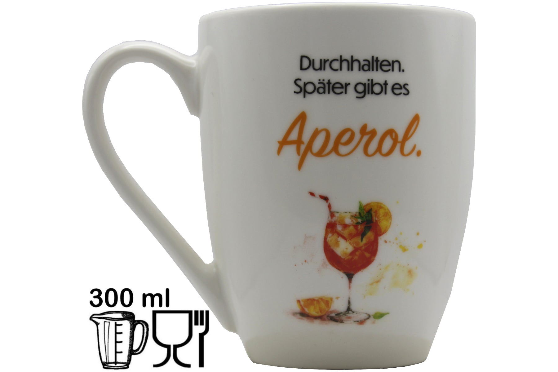 Jumbo-Tasse „Durchhalten. Später gibt es Aperol" – 300 ml Porzellan