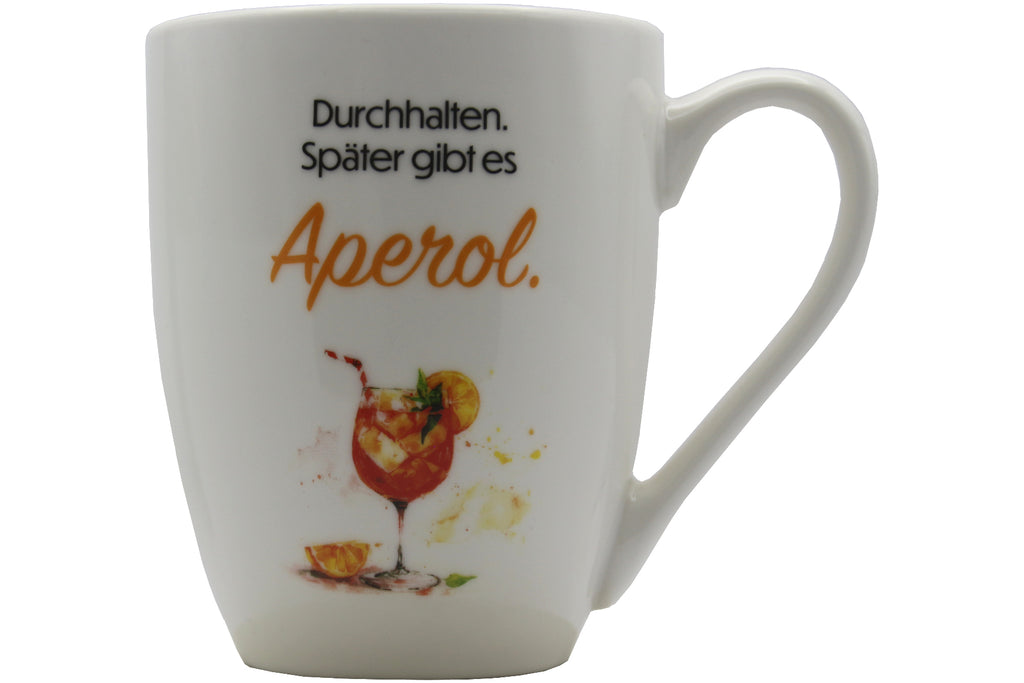 Jumbo-Tasse „Durchhalten. Später gibt es Aperol" – 300 ml Porzellan