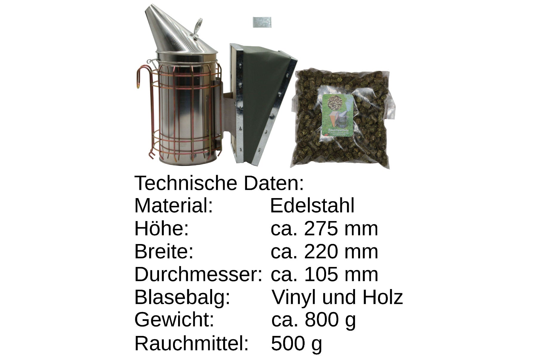 Edelstahl Smoker mit 500g Rauchmittel Rauchbläser