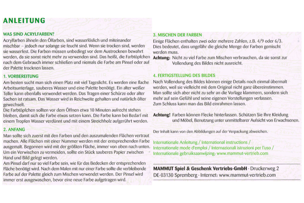 Galoppierende Pferde Mammut 109026 Malen nach Zahlen ab 8 Jahre 40 x 30 cm