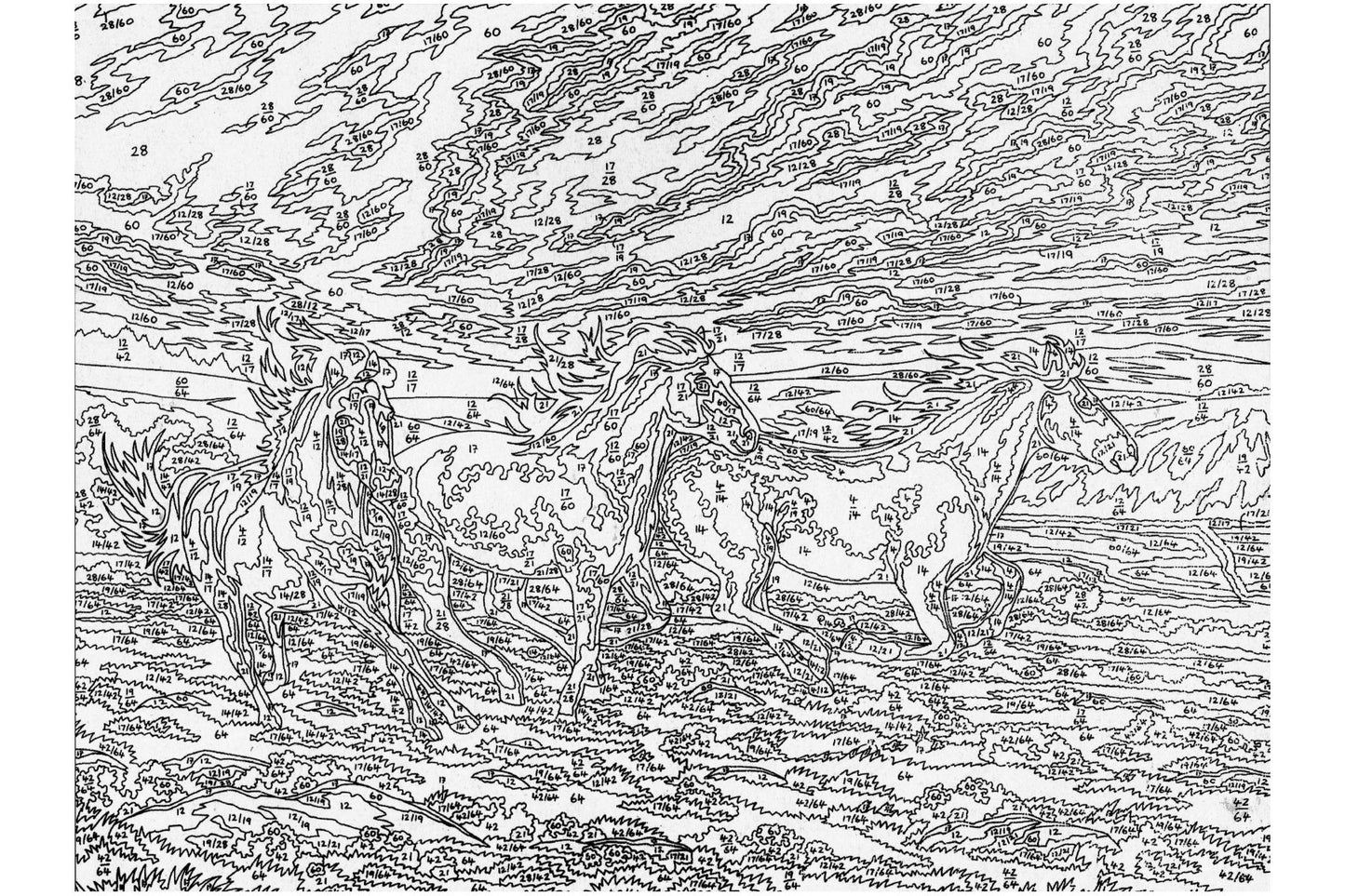 Galoppierende Pferde Mammut 109026 Malen nach Zahlen ab 8 Jahre 40 x 30 cm