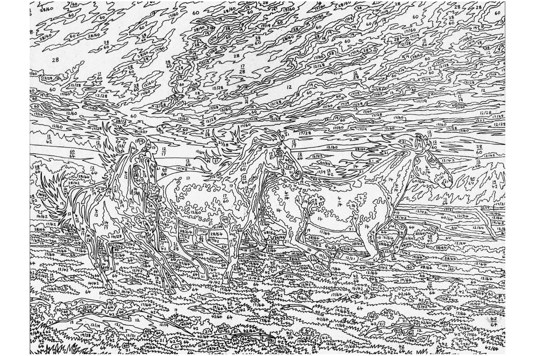 Galoppierende Pferde Mammut 109026 Malen nach Zahlen ab 8 Jahre 40 x 30 cm