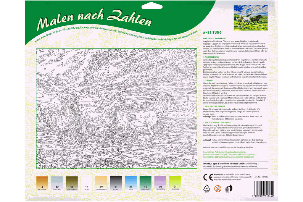 Galoppierende Pferde Mammut 109026 Malen nach Zahlen ab 8 Jahre 40 x 30 cm