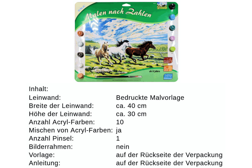 Galoppierende Pferde Mammut 109026 Malen nach Zahlen ab 8 Jahre 40 x 30 cm