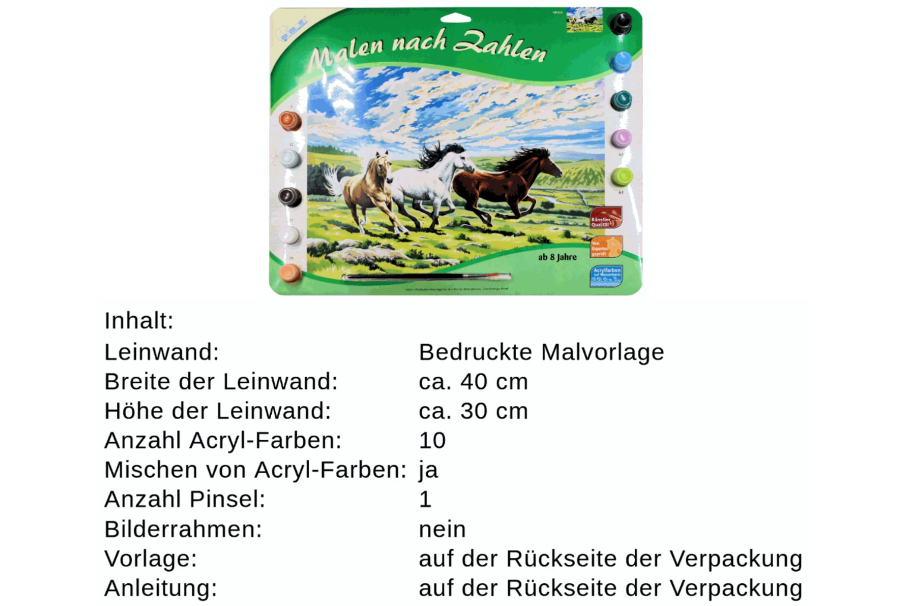 Galoppierende Pferde Mammut 109026 Malen nach Zahlen ab 8 Jahre 40 x 30 cm