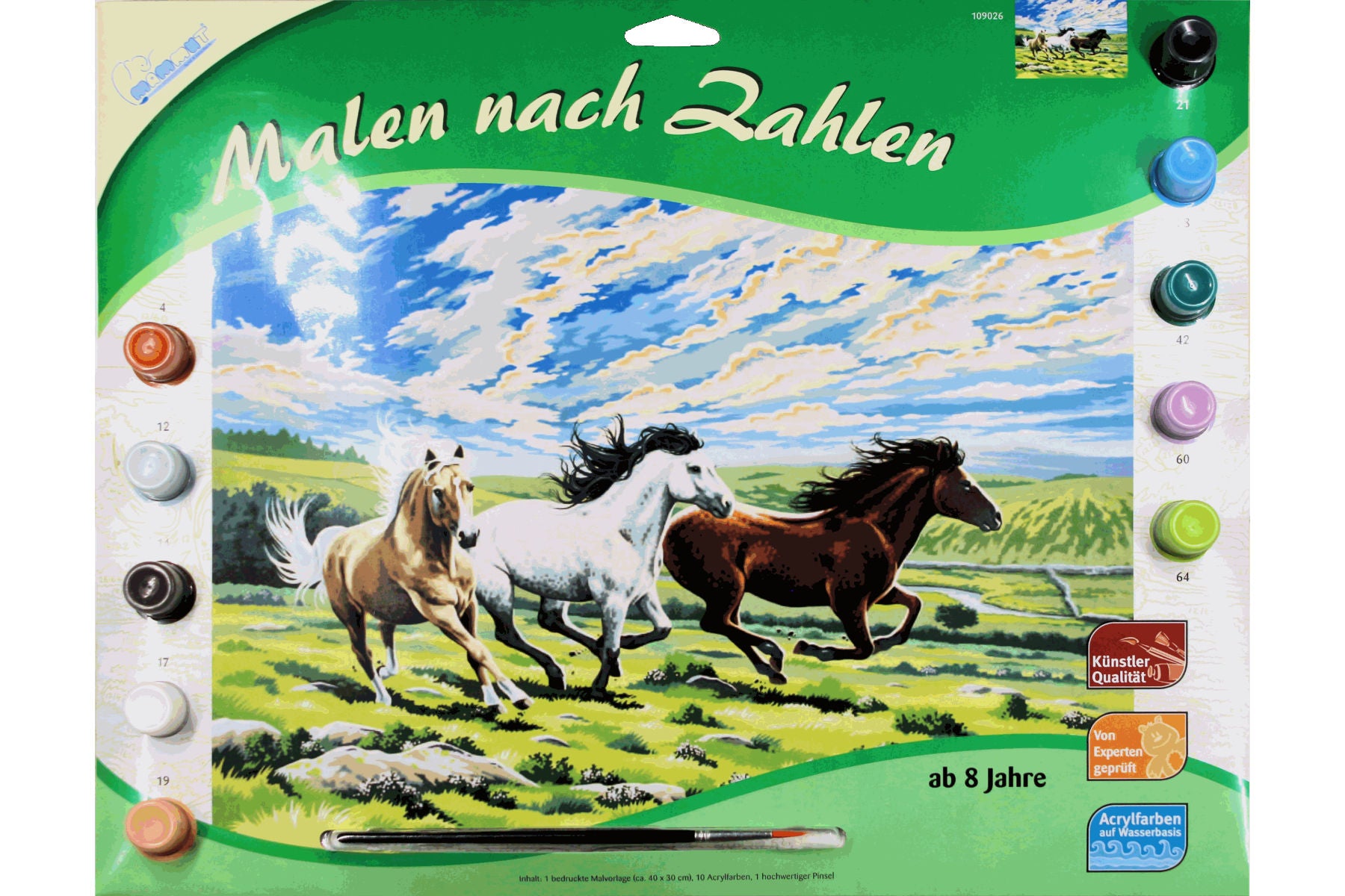 Galoppierende Pferde Mammut 109026 Malen nach Zahlen ab 8 Jahre 40 x 30 cm