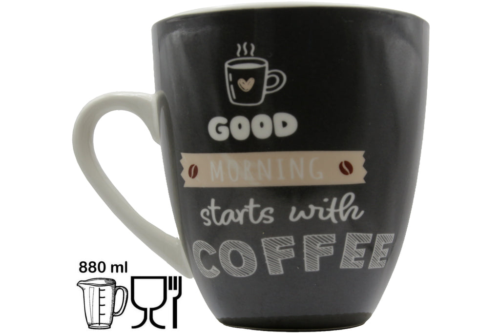 Jumbo Tasse „Good Morning starts with Coffee" – 880 ml Keramik