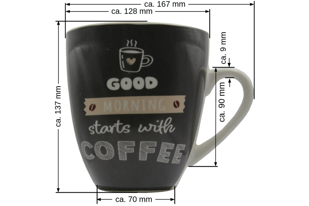 Jumbo Tasse „Good Morning starts with Coffee" – 880 ml Keramik
