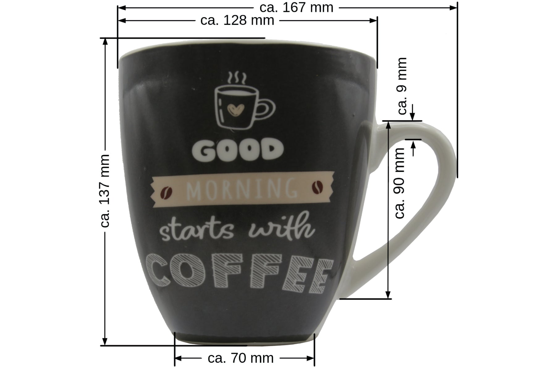 Jumbo Tasse „Good Morning starts with Coffee" – 880 ml Keramik