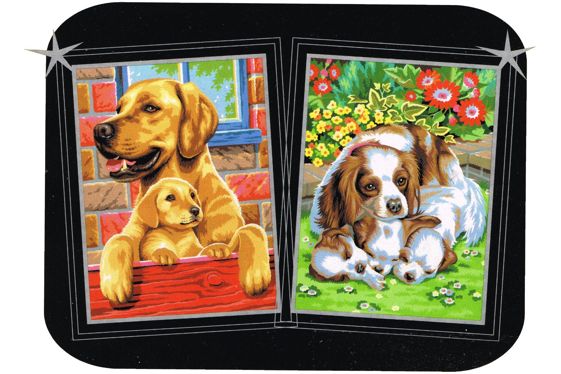 Hunde mit Welpen 2er-Set Sequin Art 0214 Malen nach Zahlen ab 8 Jahre 224x303 mm