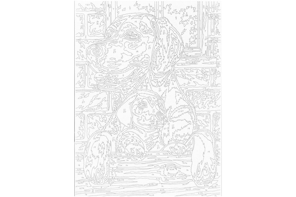 Hunde mit Welpen 2er-Set Sequin Art 0214 Malen nach Zahlen ab 8 Jahre 224x303 mm