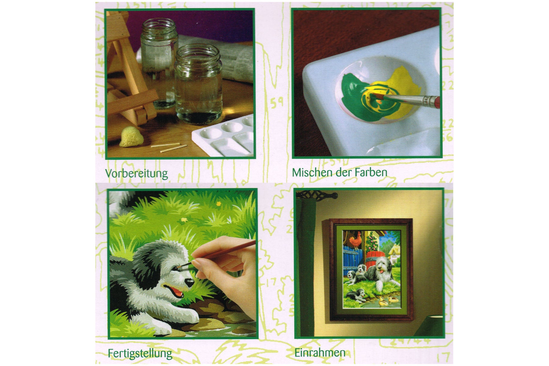 Bobtail Hunde-Familie Mammut Artists Collection Malen nach Zahlen 228x304 mm Tiere