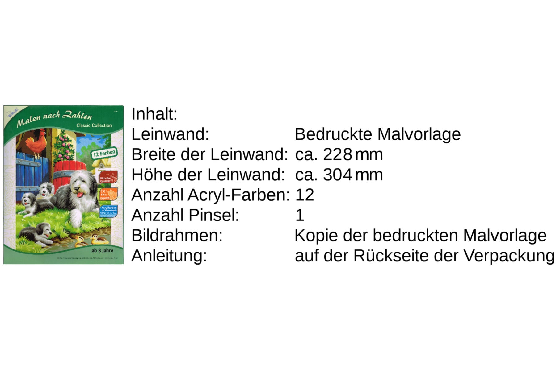 Bobtail Hunde-Familie Mammut Artists Collection Malen nach Zahlen 228x304 mm Tiere