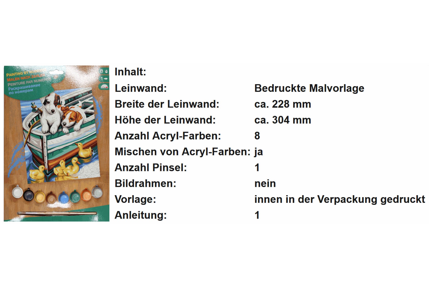 Hündchen und Enten Sequin Art 1332 Malen nach Zahlen ab 8 Jahre 228 x 304 mm