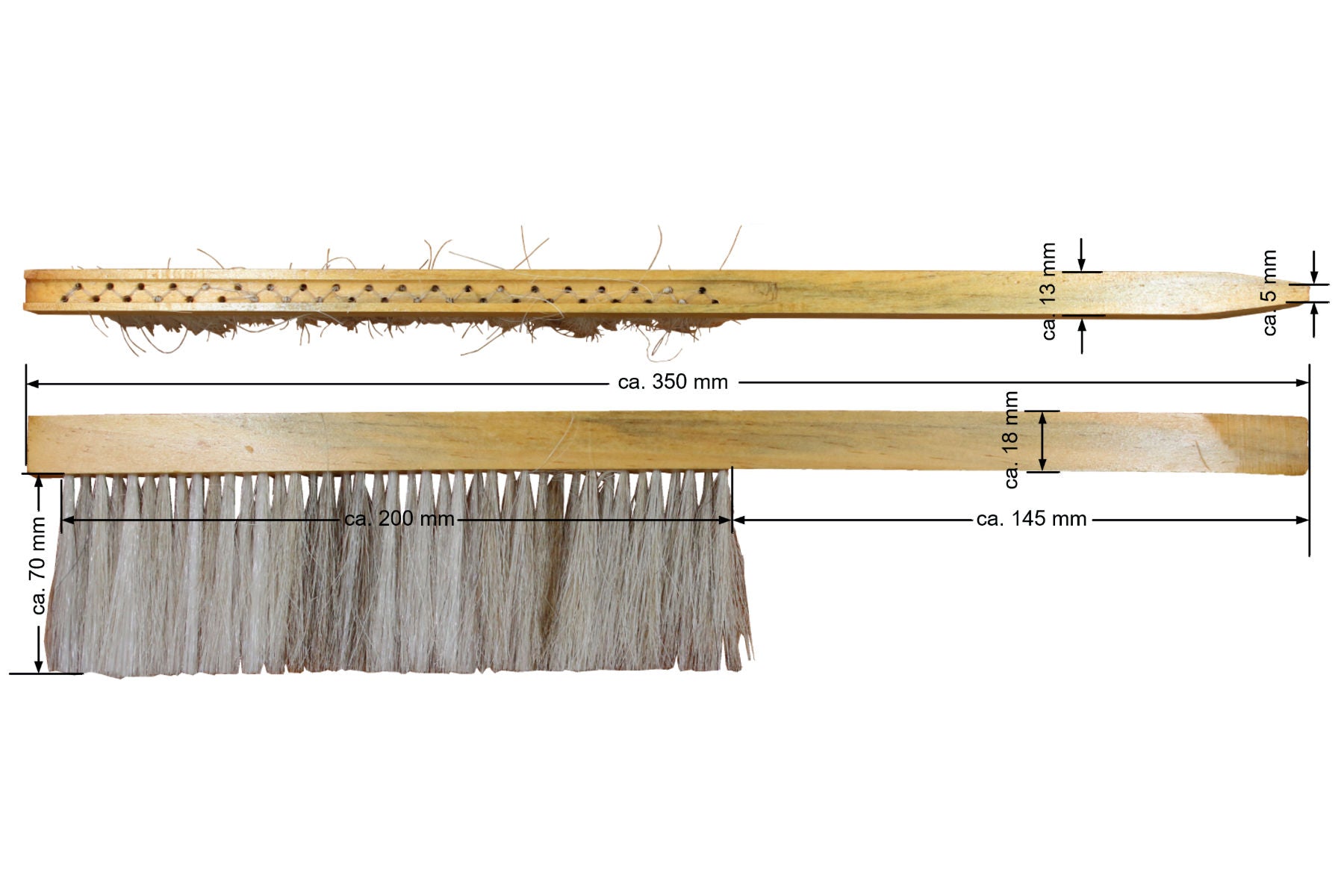 Imkerbesen Holzgriff helle Naturfasern zweireihig Länge ca. 40 cm