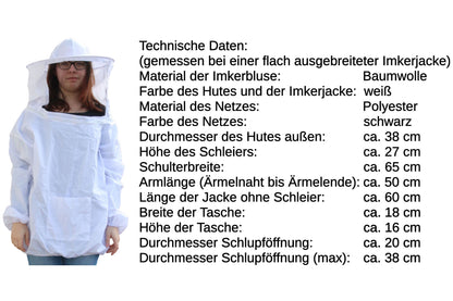 Imker Starter Set weiß 5 Teile Jacke Besen Smoker Stockmeißel Handschuhe