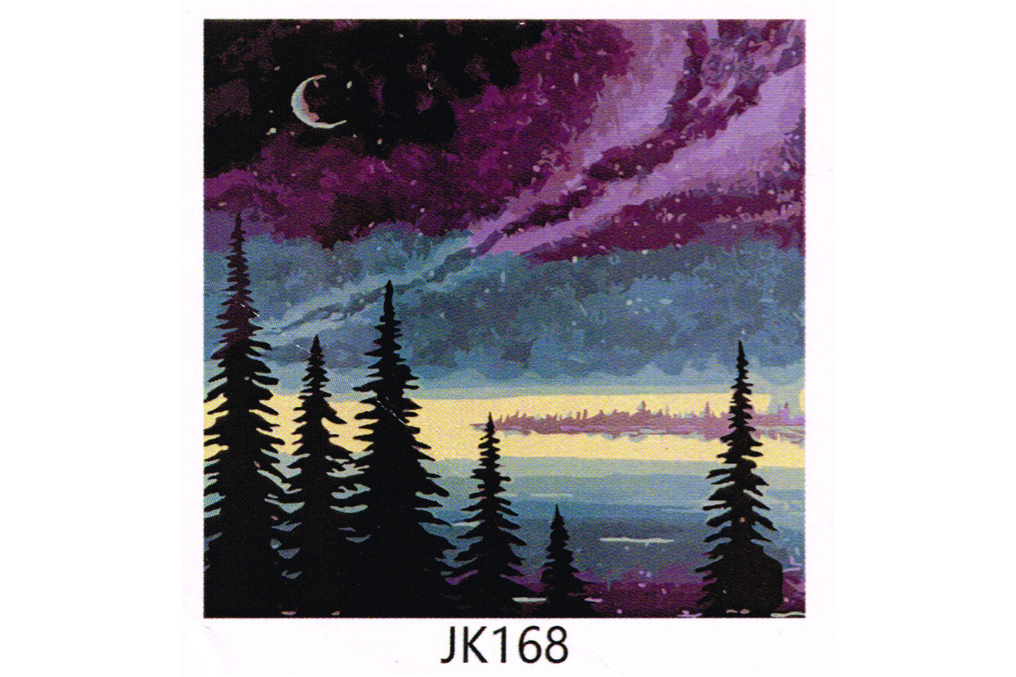 Nachtbild mit Wald Malen nach Zahlen 22 Acrylfarben 30x40 cm JK168