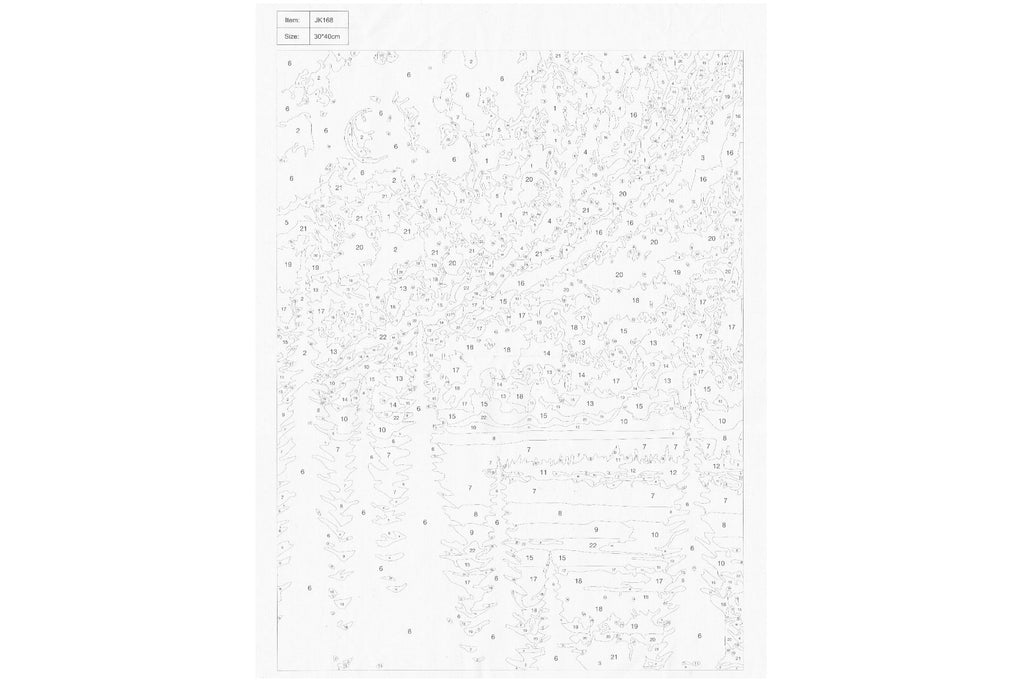 Nachtbild mit Wald Malen nach Zahlen 22 Acrylfarben 30x40 cm JK168