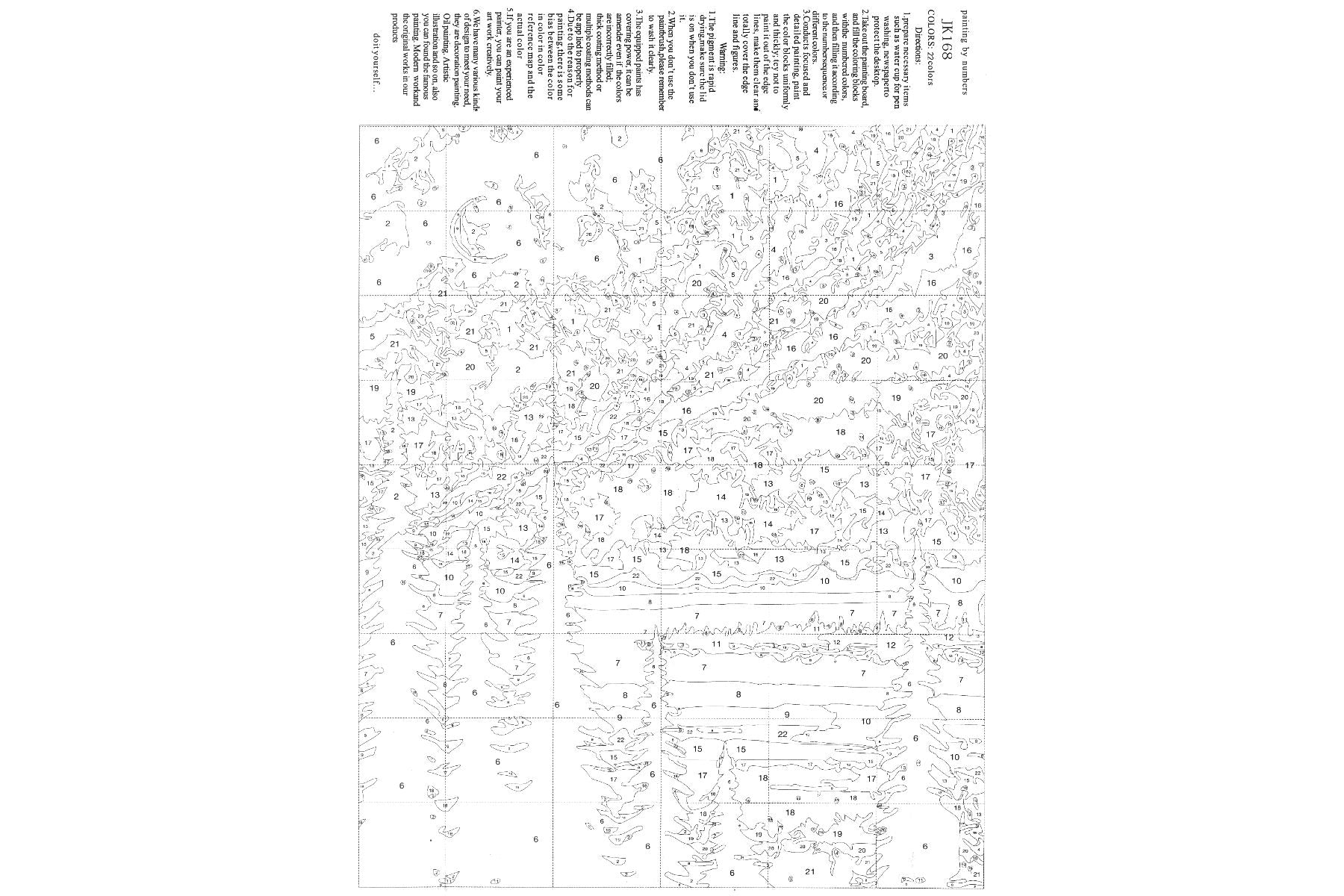 Nachtbild mit Wald Malen nach Zahlen 22 Acrylfarben 30x40 cm JK168