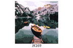 Bergsee mit Boot im Gebirge Malen nach Zahlen 22 Acrylfarben 30x40 cm JK169
