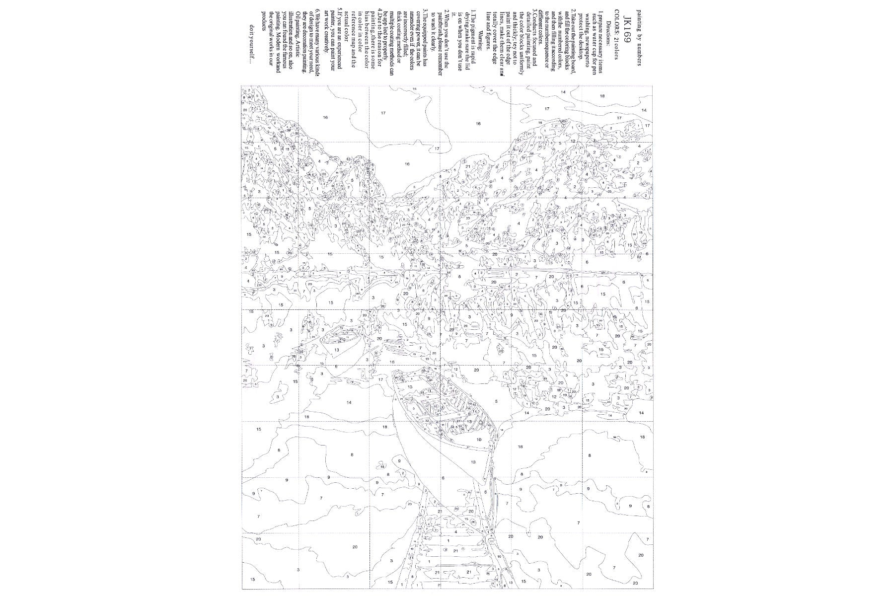 Bergsee mit Boot im Gebirge Malen nach Zahlen 22 Acrylfarben 30x40 cm JK169