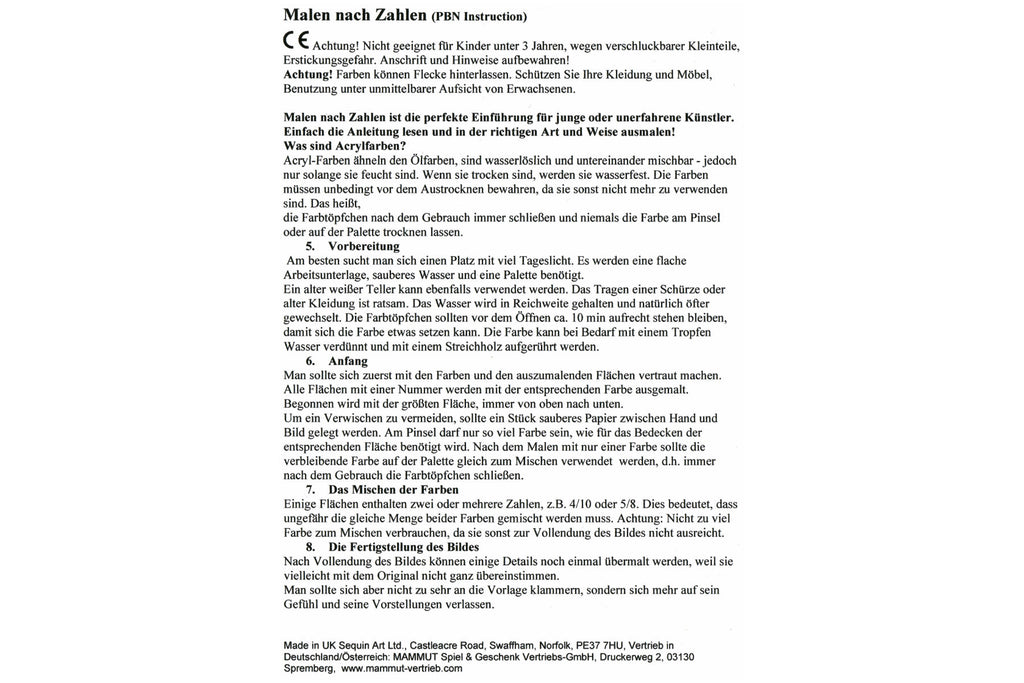 Schloss Neuschwanstein KSG 0128 Malen nach Zahlen ab 10 Jahre 382 x 292 mm