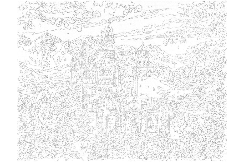 Schloss Neuschwanstein KSG 0128 Malen nach Zahlen ab 10 Jahre 382 x 292 mm