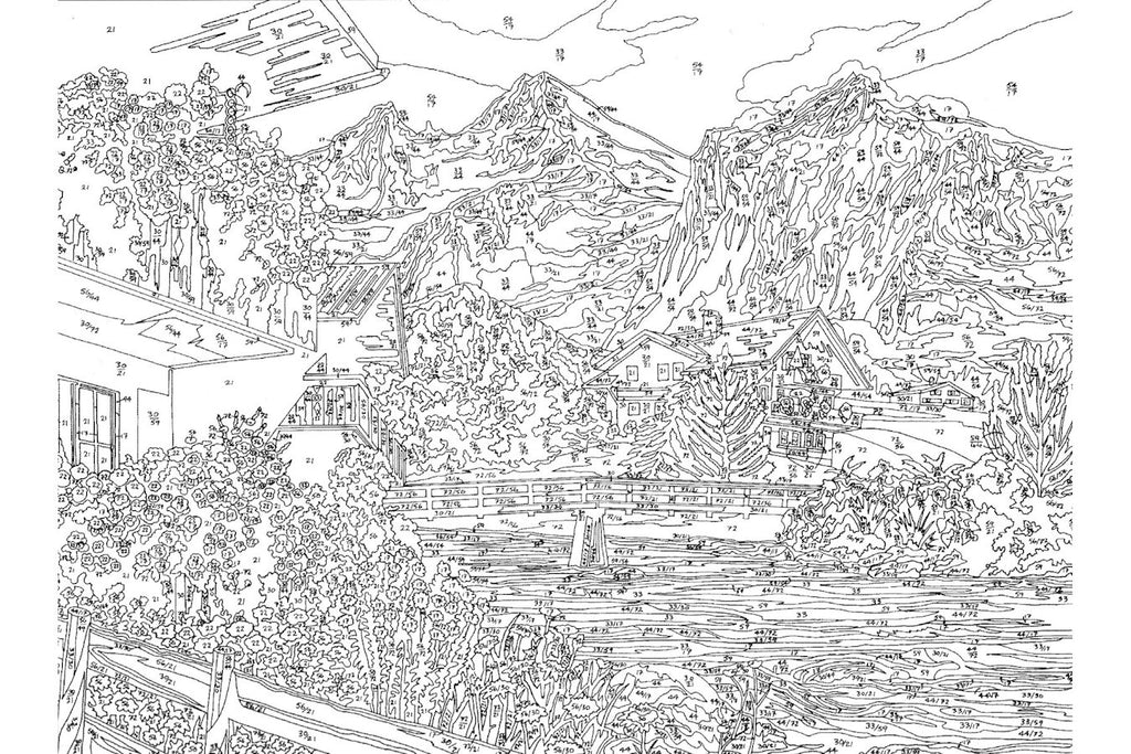 Bergidyll im Gebirge Mammut 109030 Malen nach Zahlen ab 8 Jahre 40 x 30 cm