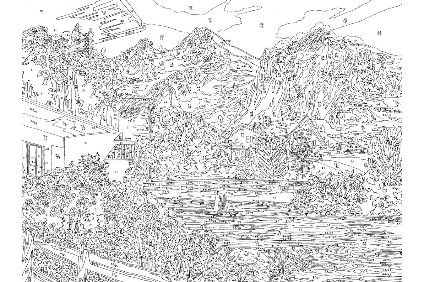 Bergidyll im Gebirge Mammut 109030 Malen nach Zahlen ab 8 Jahre 40 x 30 cm