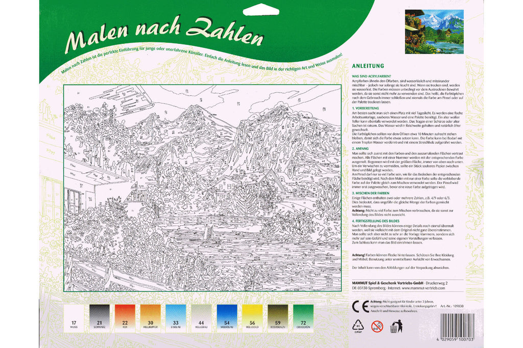 Bergidyll im Gebirge Mammut 109030 Malen nach Zahlen ab 8 Jahre 40 x 30 cm
