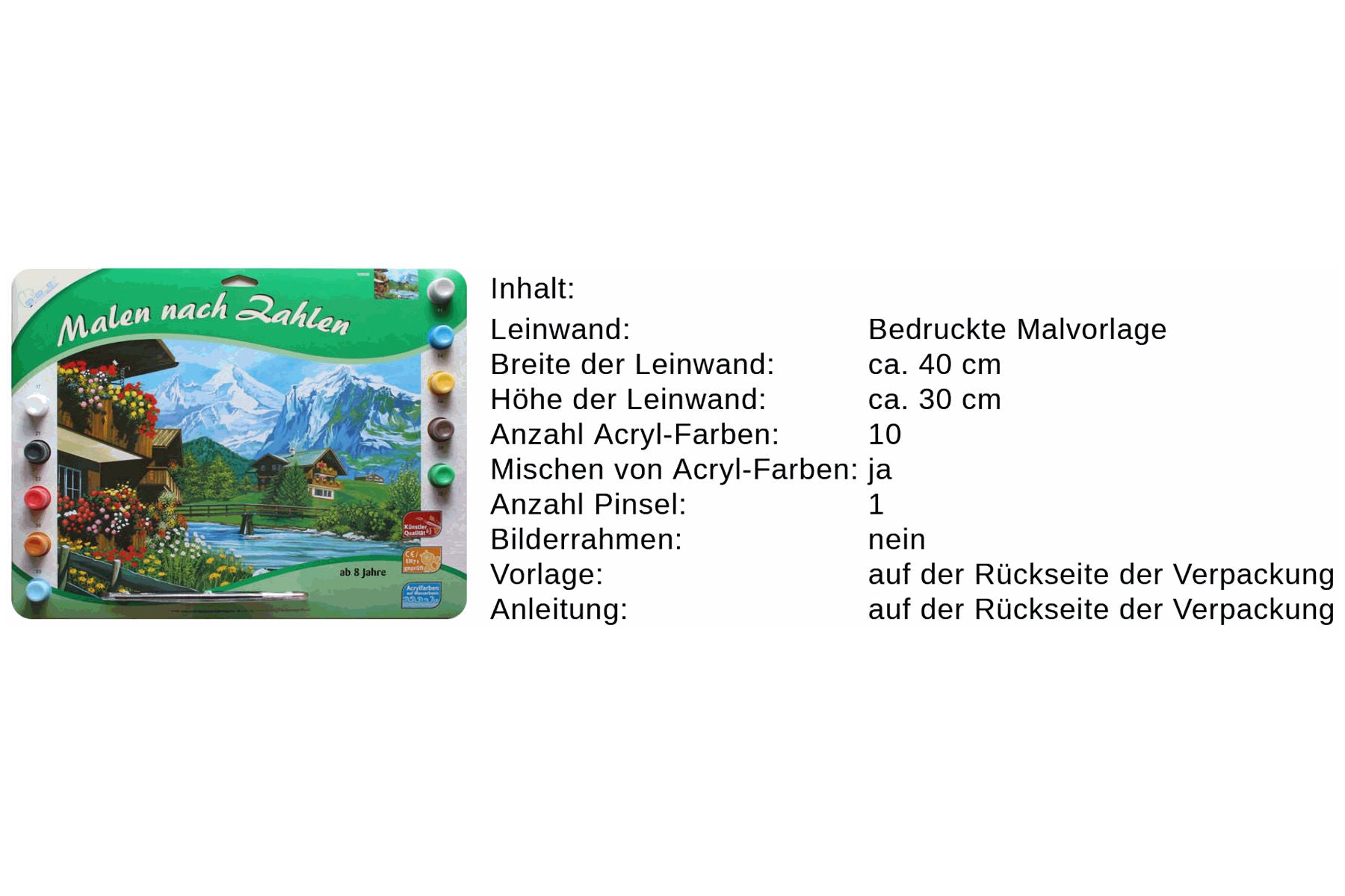 Bergidyll im Gebirge Mammut 109030 Malen nach Zahlen ab 8 Jahre 40 x 30 cm